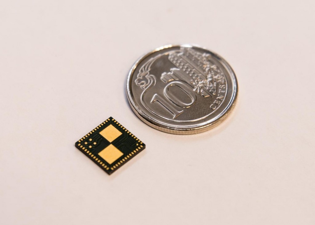 The smart battery chip was invented by NTU Prof Rachid Yazami and is placed beside a Singapore 10 cent coin.